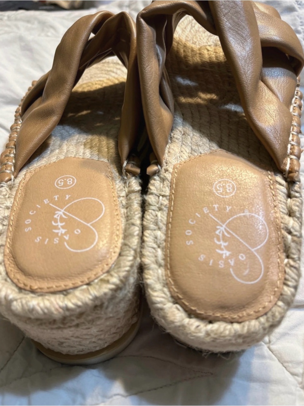 Braided Leather Espadrille Slide Sandals in Brown - Picture 4 of 6